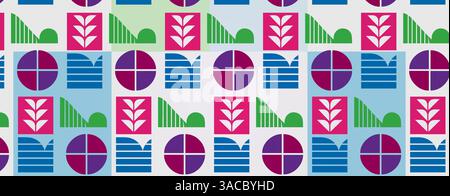 Seamless Abstract Geometric Pattern with Colorful Modern Design Elements. Stock Vector