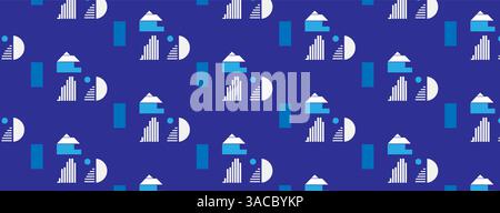Seamless Abstract Geometric Pattern with Blue and White Modern Design. Stock Vector