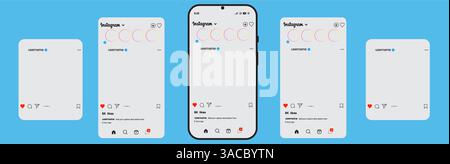 Instagram Post Mockup Social Media Interface Template for Mobile and Web UI Design. Stock Vector