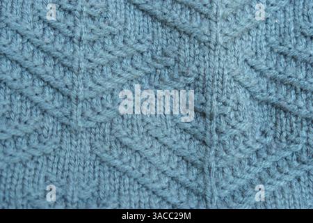 Close Up Of Light Green Knitted Wool Texture Background Stock Photo