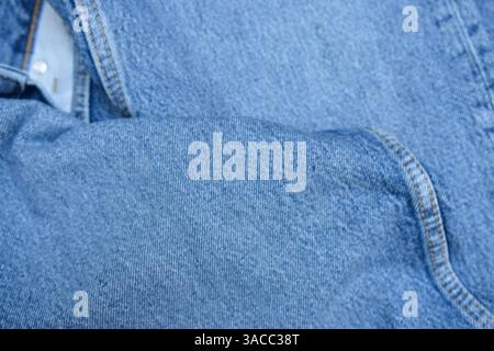 Blue Denim Jean Fabric Texture Close Up Background Stock Photo