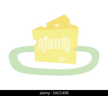 Slice of Swiss cheese on a fancy plate. Vector illustration Stock Vector