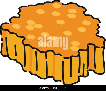 Piece of honeycomb. Vector cartoon illustration isolated on white background Stock Vector