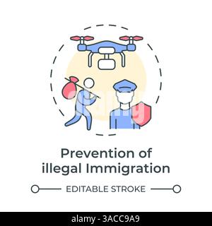 Prevention of illegal immigration multi color concept icon Stock Vector