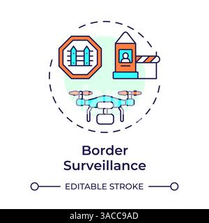 Border surveillance multi color concept icon Stock Vector