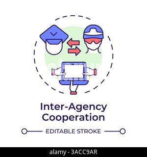 Inter agency cooperation multi color concept icon Stock Vector