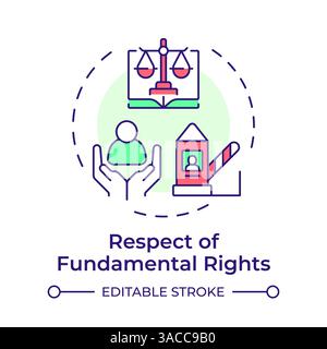 Respect of fundamental rights multi color concept icon Stock Vector
