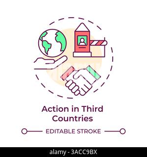 Action in third countries multi color concept icon Stock Vector