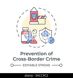 Prevention of cross border crime multi color concept icon Stock Vector