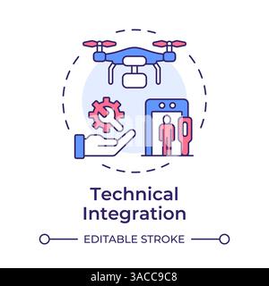 Technical integration multi color concept icon Stock Vector