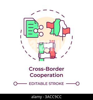 Cross border cooperation multi color concept icon Stock Vector