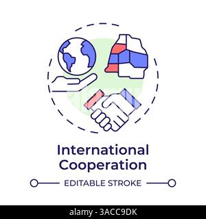 International cooperation multi color concept icon Stock Vector