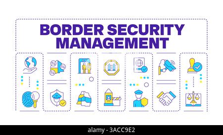 Border security management word concept isolated on white Stock Vector