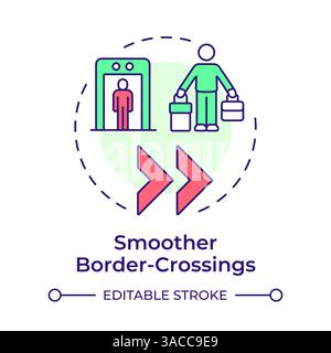 Smoother border crossings multi color concept icon Stock Vector