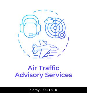 Air traffic advisory services blue gradient concept icon Stock Vector