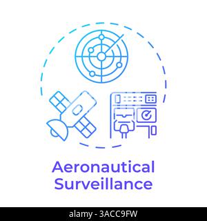 Aeronautical surveillance blue gradient concept icon Stock Vector