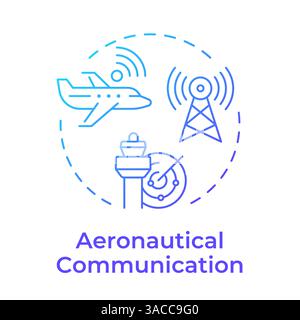 Aeronautical communication blue gradient concept icon Stock Vector