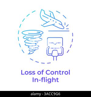 Inflight control loss blue gradient concept icon Stock Vector