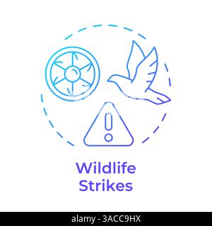 Wildlife strikes blue gradient concept icon Stock Vector