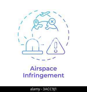 Airspace infringement blue gradient concept icon Stock Vector