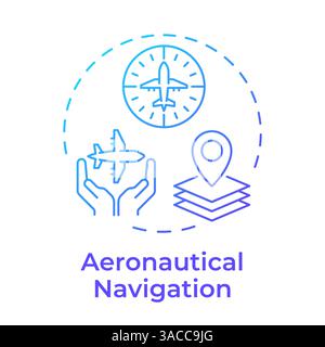 Aeronautical navigation blue gradient concept icon Stock Vector