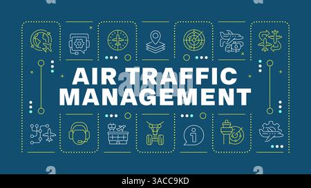 Air traffic management dark cyan word concept Stock Vector