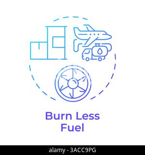 Burn less fuel blue gradient concept icon Stock Vector