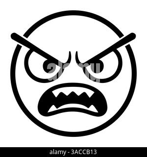 Vector emoji with angry expression, bold lines, cartoon style illustration Stock Vector