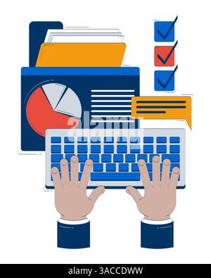 Business task management doodle illustration concept Stock Vector