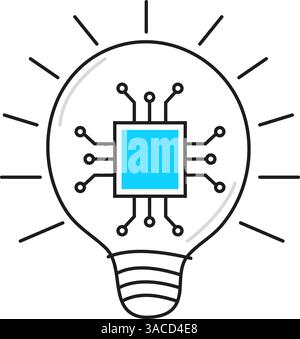 Artificial intelligence AI, including cybernetics, machine learning, robotics icon line vector, AI problem-solving, algorithms, and AI technology Stock Vector