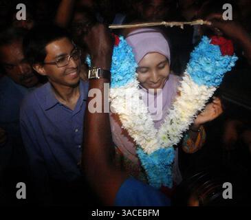 Malaysia's former Deputy Prime Minister Anwar Ibrahim waves to his