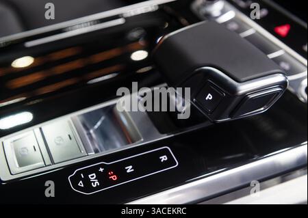 Closeup automatic gearbox transmission vehicle Stock Photo