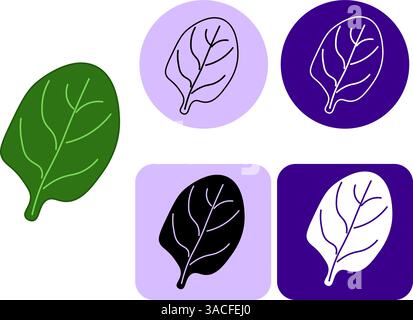 Spinach leave line icon logo. Vector flat linear style sign for mobile concept and web design. Spinach outline vector icon. Symbol, logo illustration. Stock Vector
