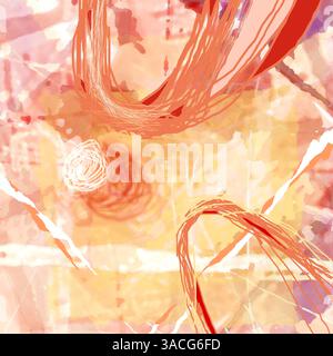 Abstract Digital Illustration, Bright Colors, Dots and Lines, Modern Artwork Stock Photo