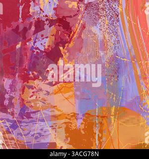 Abstract Map Digital Illustration, Network Several Colors, Modern Lines Artwork Stock Photo