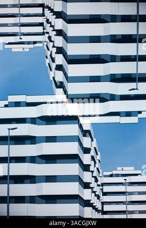 Abstract Symmetrical Design with Futuristic Geometric Patterns, Mirrored Technological Background with Sleek Fractal Aesthetics Stock Photo