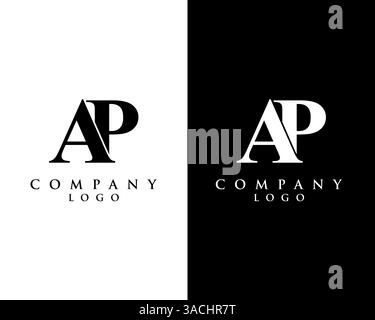 ap, pa modern initial logo design vector, with white and black color that can be used for any creative business. Stock Vector