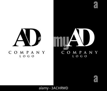 ad, da modern initial logo design vector, with white and black color that can be used for any creative business. Stock Vector