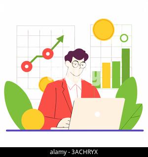 Diagram table study showing financial data analysis Stock Vector