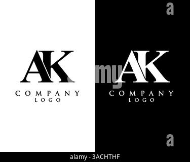 ak, ka modern initial logo design vector, with white and black color that can be used for any creative business. Stock Vector