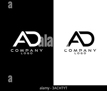 modern letter ad, da initial logo design vector, with white and black color that can be used for any creative business. Stock Vector