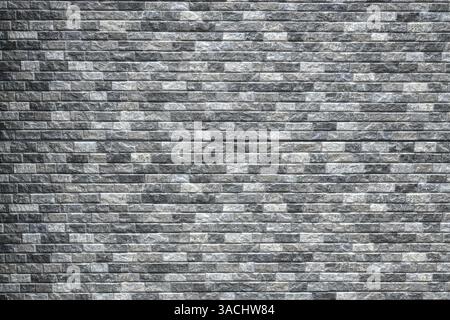 Gray grunge brick wall, abstract texture background, Grey brick wall with traces of destruction and dirty texture, decay old white brick wall. Stock Photo