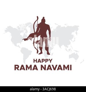 Vector illustration of Happy Ram Navami social media feed template written in Hindi text means happy ram navami Stock Vector
