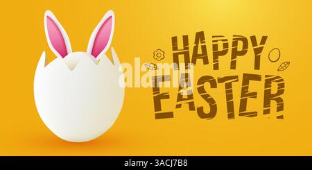 Bunny ears peek out of Easter egg. Happy Easter. Vector illustration Stock Vector