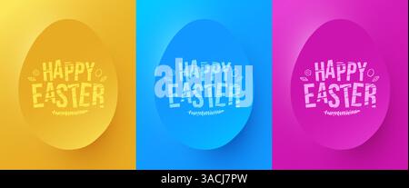 Set of modern minimalistic Easter eggs. Vector illustration Stock Vector