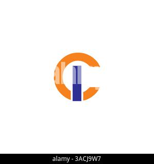 CI, IC Letter logo design template vector Stock Vector