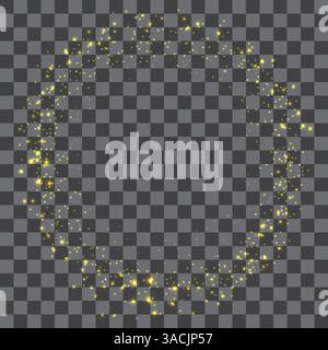 Vector dust sparks and yellow sky stars. Flash shine with special light. Golden sparkles Christmas light effect. Sparkling magical dust particles. Stock Vector