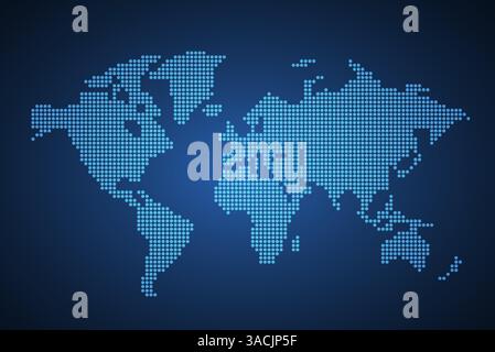 World map. Global network, pixel texture, earth background, abstract pattern Stock Vector