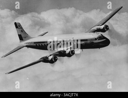 'Flying Dutchman' For Air Race -- The largest aircraft in the forth coming London to Christchurch (New Zealand) Air Race will be this 'Flying Dutchman' - a DC-6A Liftmaster - entered by KLM Royal Dutch Airlines. There will be 64 passengers aboard this plane, the 'Dr. Ir M.H. Transport Handicap Section of the race. Ten will compete in the speed section. September 21, 1953. (Photo by United Press Photo). Stock Photo