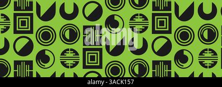 Seamless Green and Black Abstract Geometric Pattern with Modern Minimalist Design for Textiles, Wallpapers, and Digital Art Backgrounds Stock Vector
